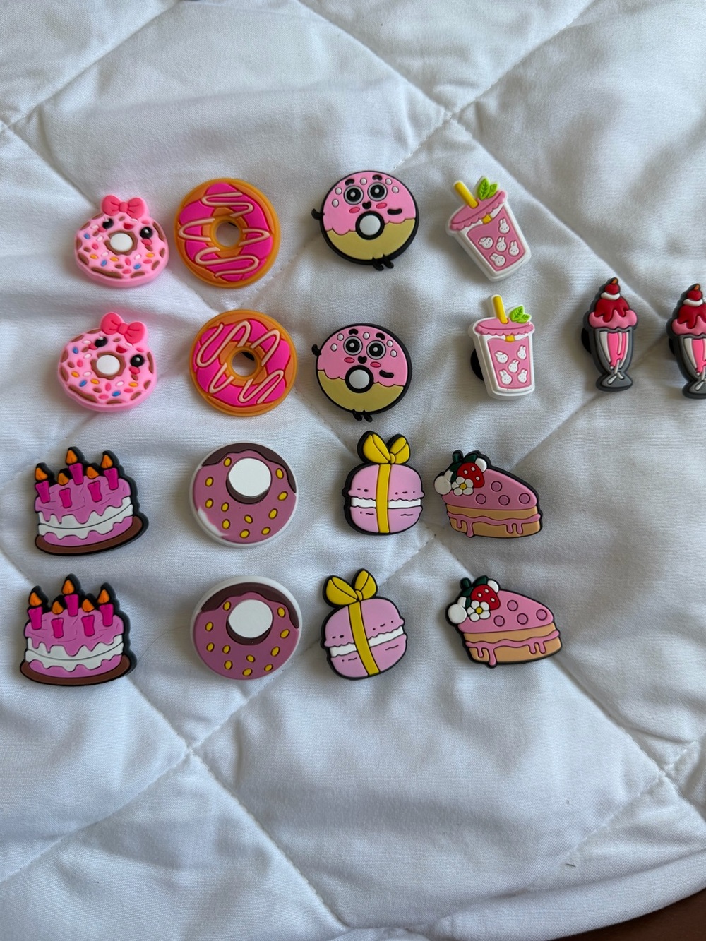 Bundle of 18  
Assorted Pink Dessert Croc Charms